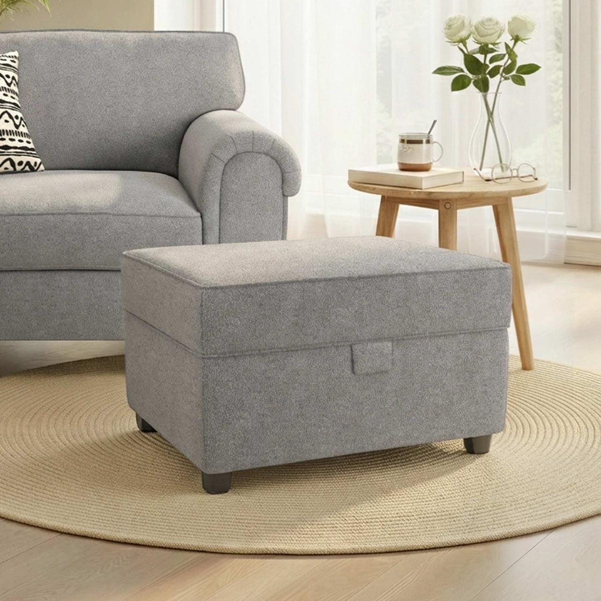 Jessie Grey Small Storage Footstool from Roseland Furniture