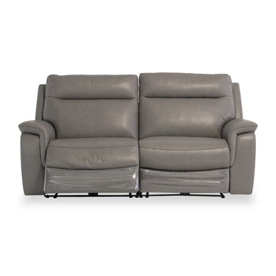 Walter Grey Leather Power Reclining 3 Seater Sofa