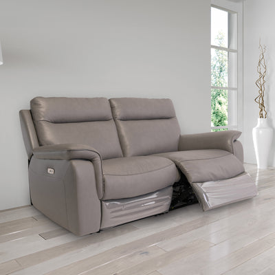 Walter Grey Leather Electric Reclining 3 Seater Sofa