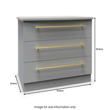 Bramham Grey 3 Drawer Chest dimensions