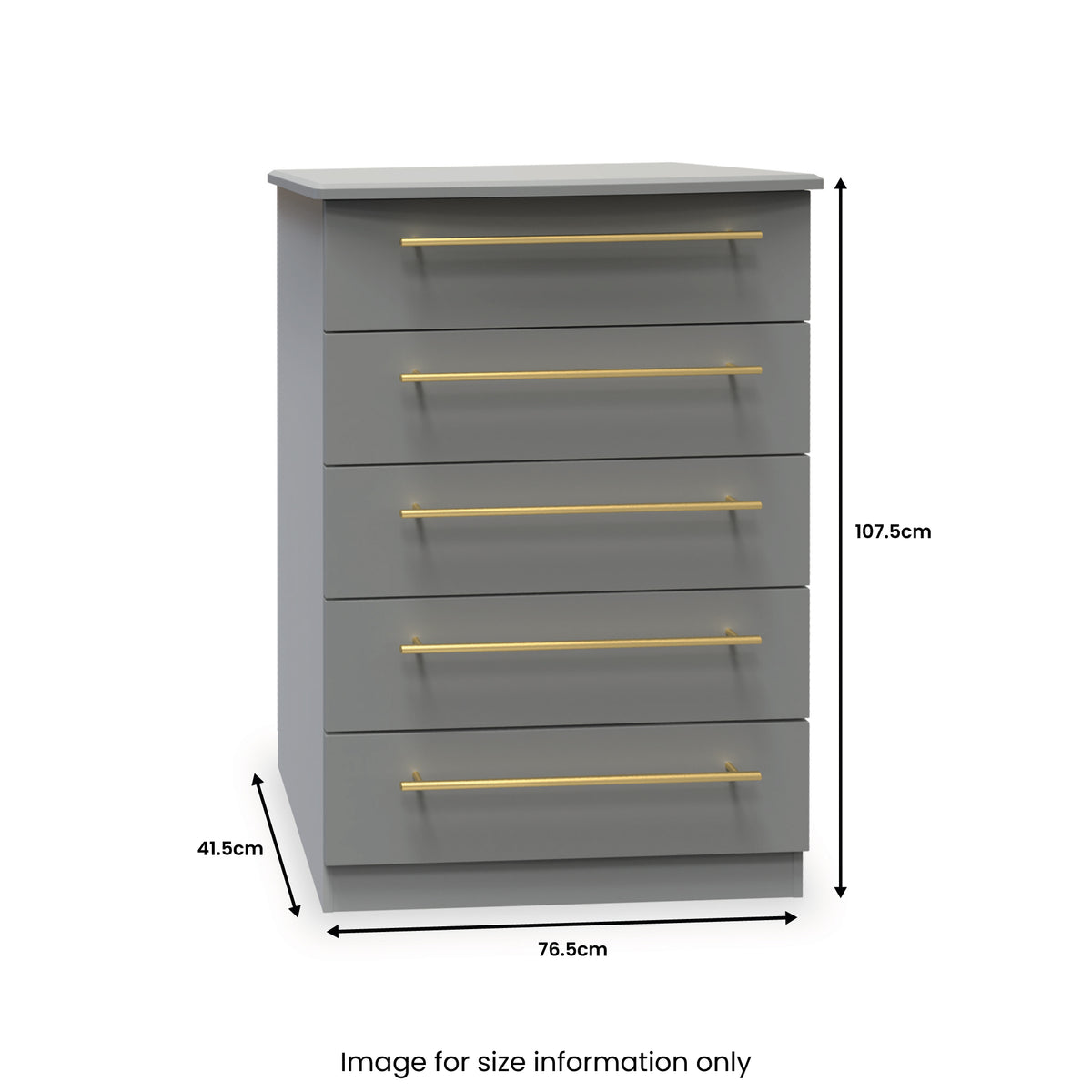Bramham Grey 5 Drawer Chest dimensions