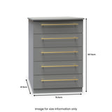 Bramham Grey 5 Drawer Chest dimensions