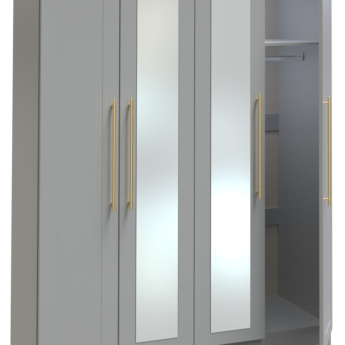 Bramham Grey Tall 4 Door 2 Mirror Wardrobe by Roseland Furniture