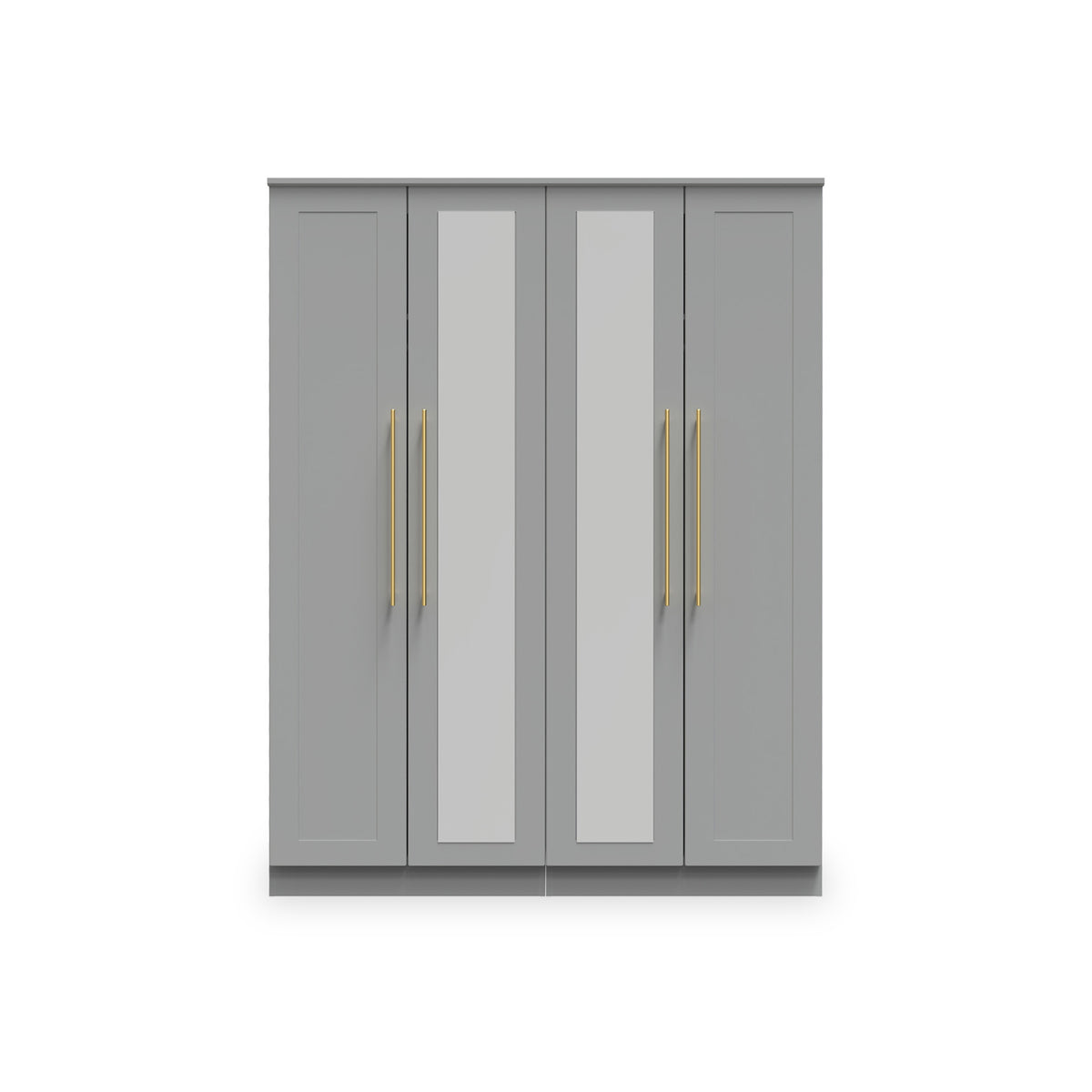 Bramham Grey Tall 4 Door 2 Mirror Wardrobe by Roseland Furniture