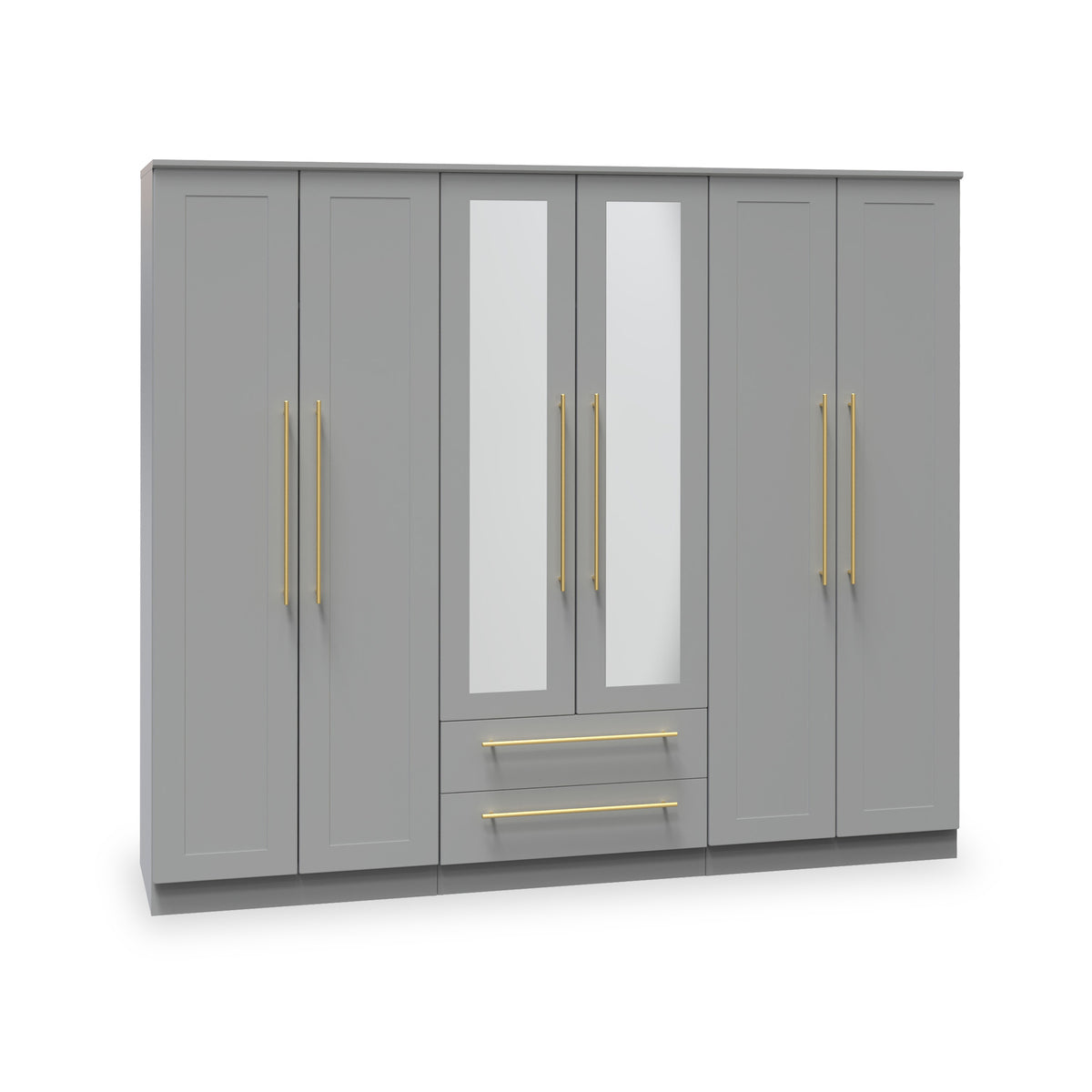 Bramham Grey Tall 6 Door 2 Mirror Wardrobe from Roseland furniture