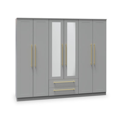 Bramham Grey Tall 6 Door 2 Mirror Wardrobe