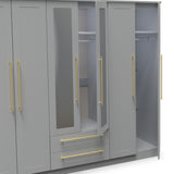 Bramham Grey Tall 6 Door 2 Mirror Wardrobe