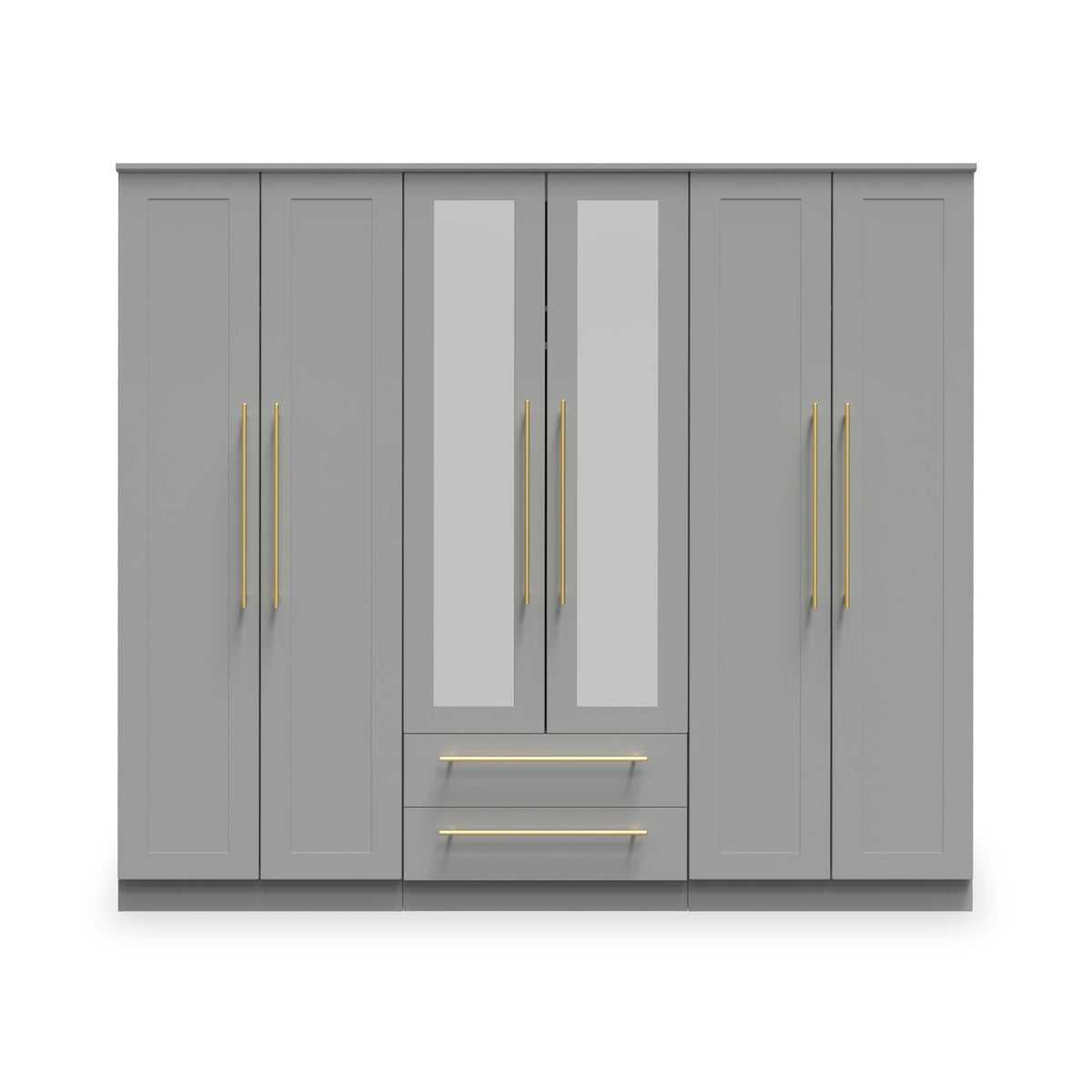 Bramham Grey Tall 6 Door 2 Mirror Wardrobe