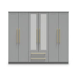 Bramham Grey Tall 6 Door 2 Mirror Wardrobe