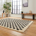 Franklin Natural Hemp Black/Ivory Chequered Rug for bedroom