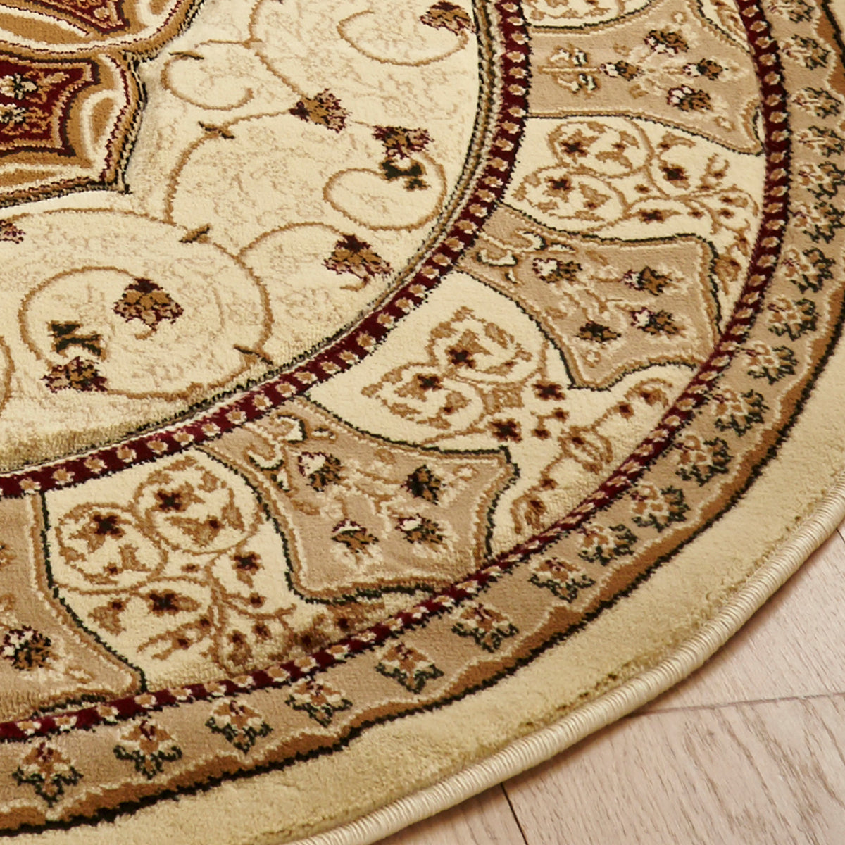 Holden Red Cream Oriental Stain Resistant Circular Rug