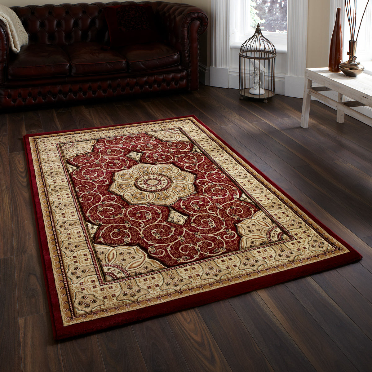 Holden Red Oriental Stain Resistant Rug for living room