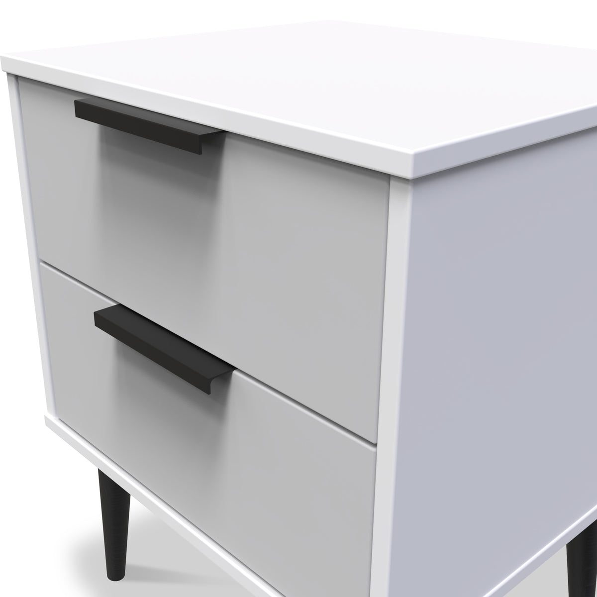 Asher White and Grey 2 Drawer Bedside Table
