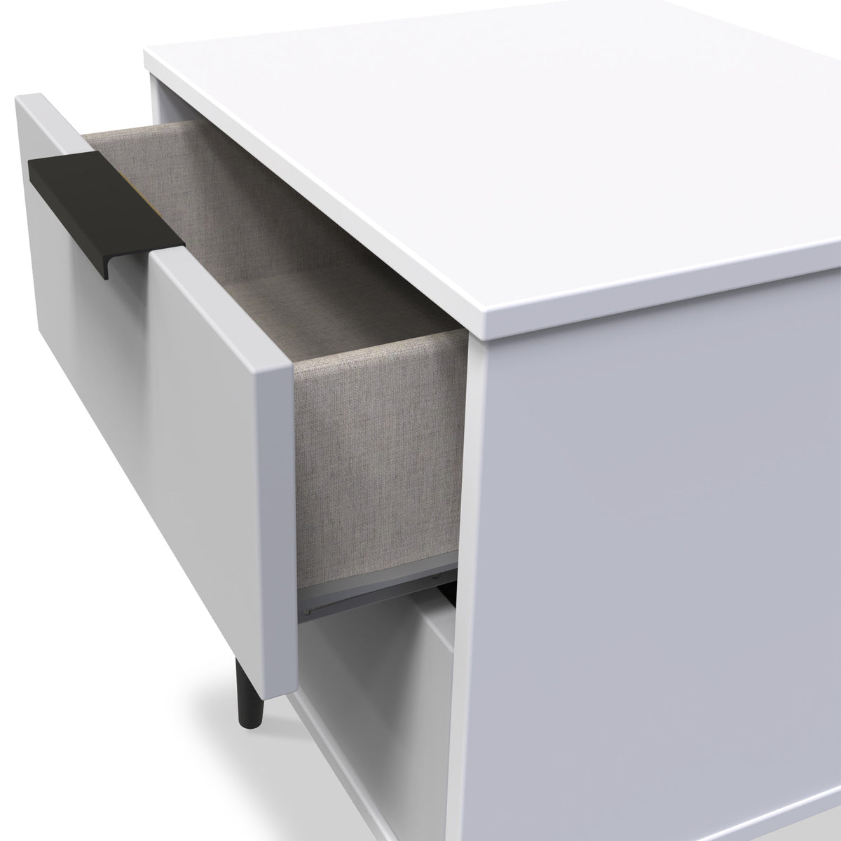 Asher White and Grey 2 Drawer Wireless Charging Bedside Table from Roseland Furniture