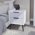 Asher White and Grey 2 Drawer Bedside Table for bedroom
