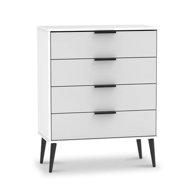 Asher White 4 Drawer Chest with Black Legs