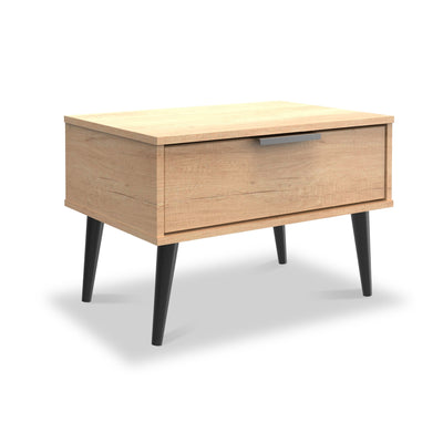 Asher Light Oak 1 Drawer Side Table with Black Legs