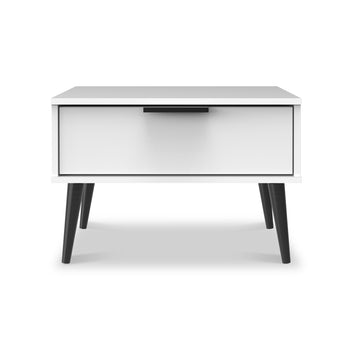 Asher White 1 Drawer Side Table with Black Legs