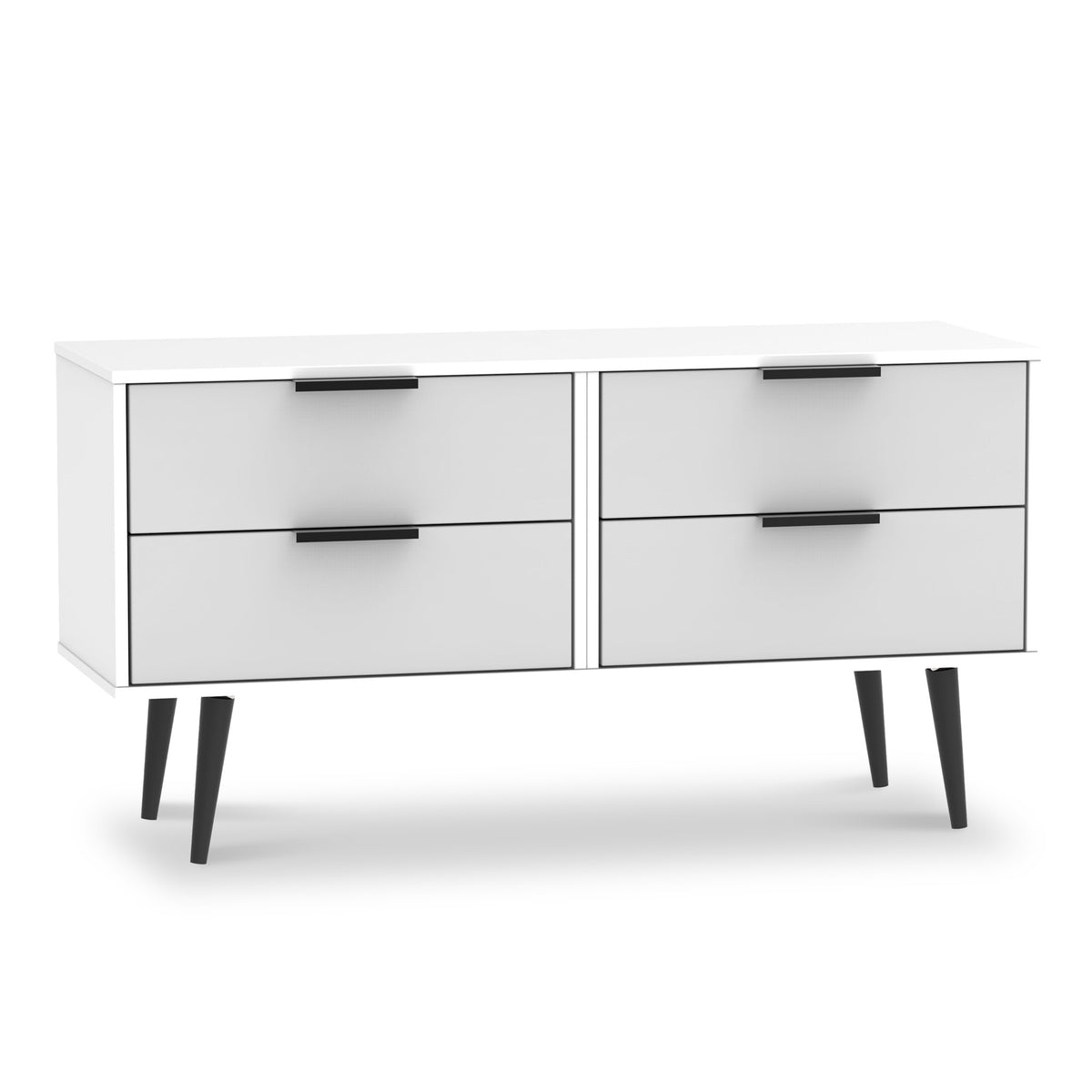 Asher White and Grey 4 Drawer Low Storage Chest from Roseland Furniture