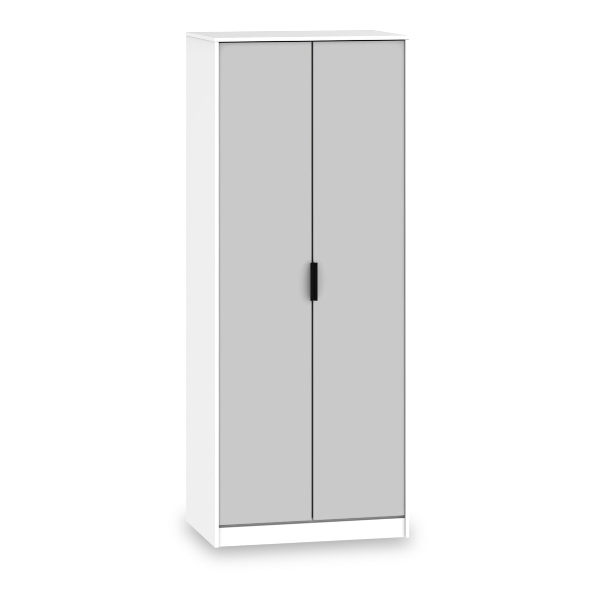 Asher White and Grey 2 Door Double Wardrobe from Roseland