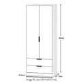 Asher White 2 Door 2 Drawer Double Wardrobe dimensions