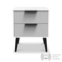 Asher White and Grey 2 Drawer Wireless Charging Bedside Table from Roseland Furniture