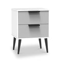 Asher White and Grey 2 Drawer Wireless Charging Bedside Table from Roseland Furniture