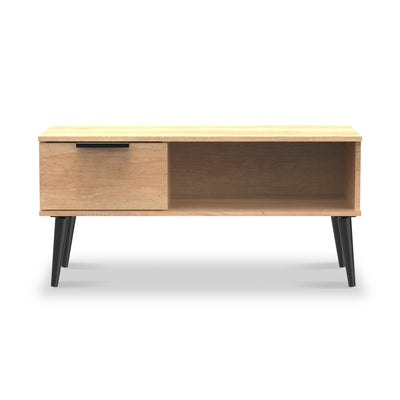 Asher Light Oak 1 Drawer Coffee Table with Black Legs