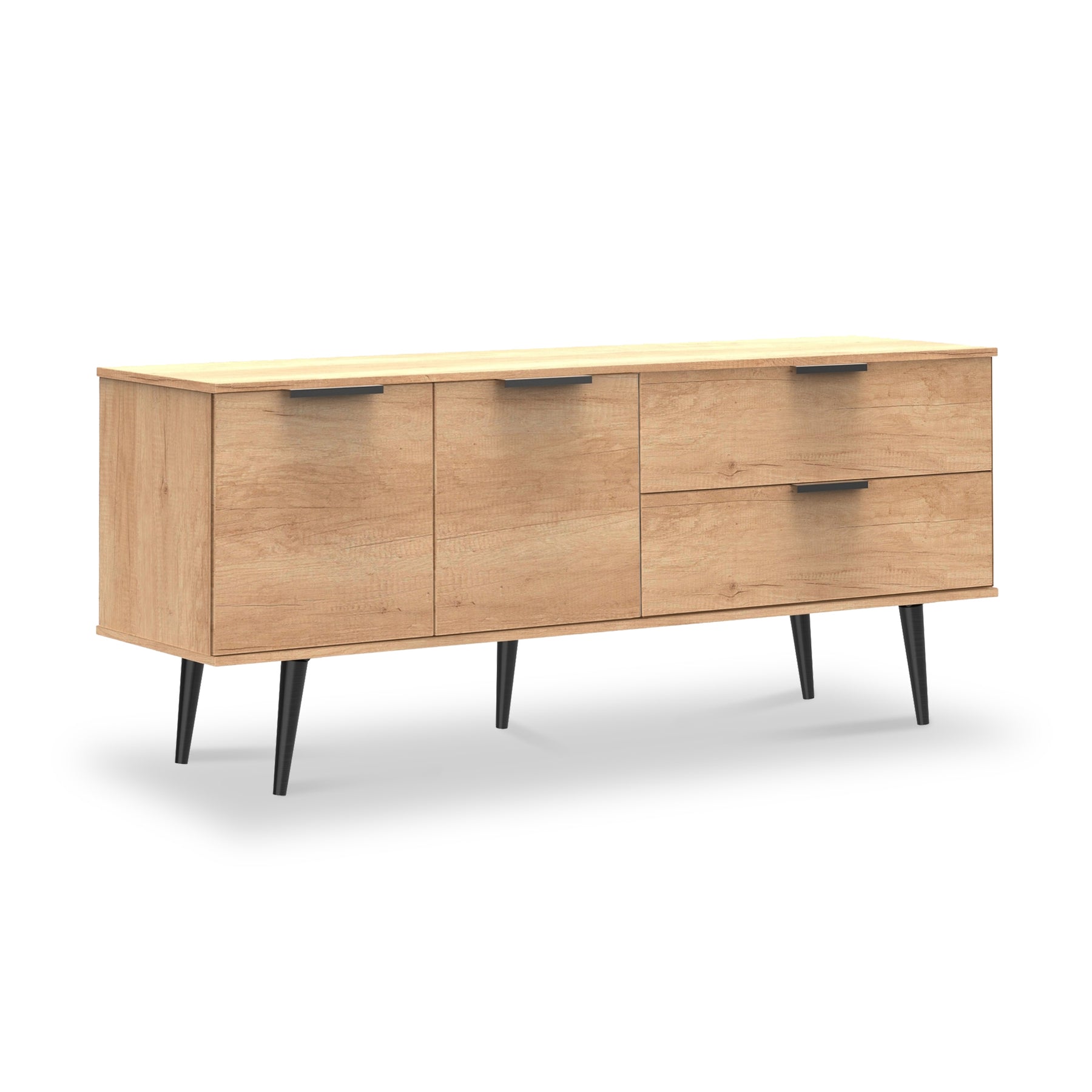 Asher Light Oak 2 Drawer 2 Door Wide Sideboard from Roseland Furniture