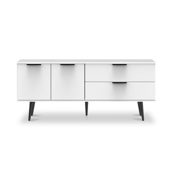 Asher White 2 Drawer 2 Door Wide Sideboard with Black Legs