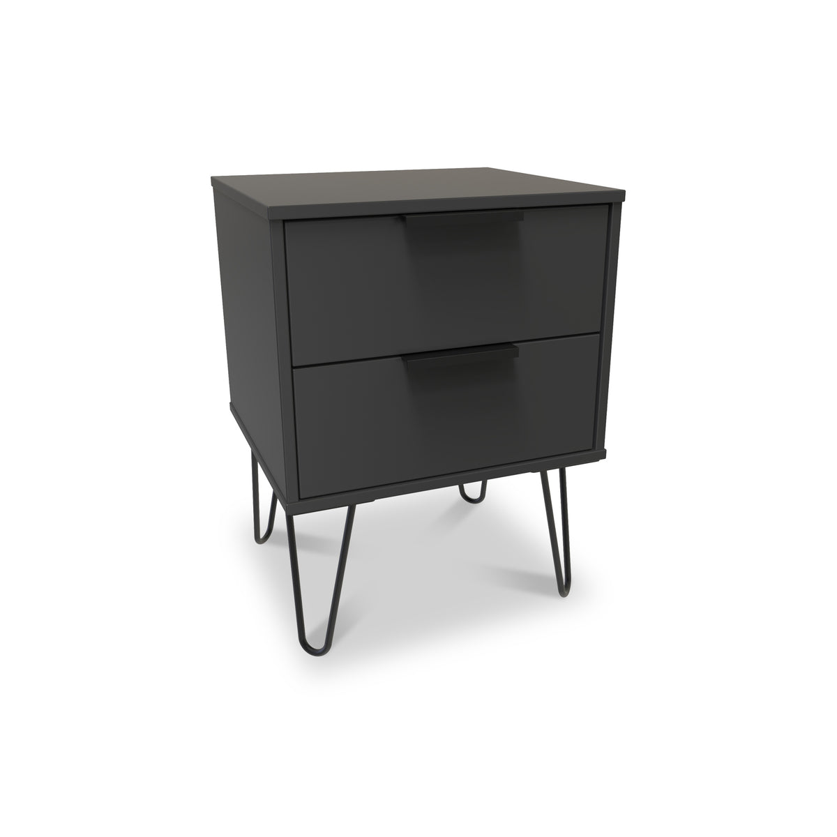 Moreno Graphite Grey Wireless Charging 2 Drawer Bedside Table by Roseland Furniture