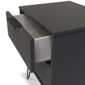 Moreno Graphite Grey 2 Drawer Bedside Table with Hairpin Legs from Roseland Furniture