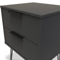 Moreno Graphite Grey 2 Drawer Bedside Table with Hairpin Legs from Roseland Furniture