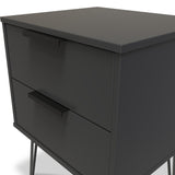 Moreno Graphite Grey 2 Drawer Bedside Table with Hairpin Legs from Roseland Furniture