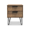 Morena Rustic Oak Effect 2 Drawer Bedside Table with Black Hairpin Legs by Roseland Furniture