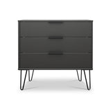 Moreno Graphite Grey 3 Drawer Chest with hairpin legs from Roseland furniture