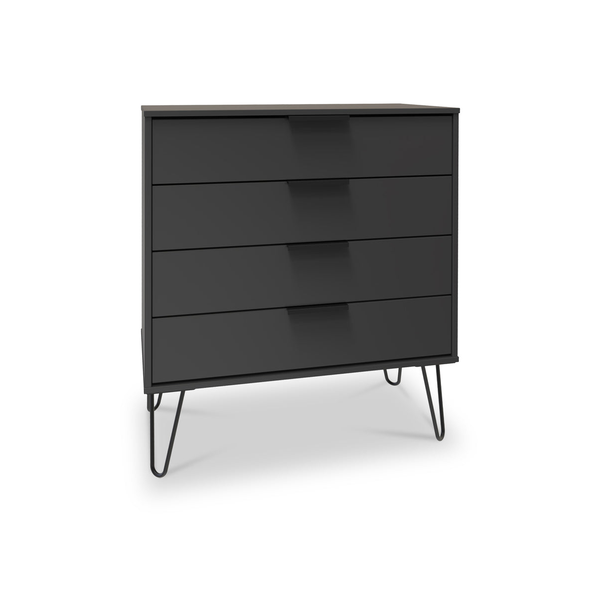 Moreno Graphite Grey 4 Drawer Chest with hairpin legs from Roseland furniture