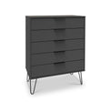 Moreno Graphite Grey 5 Drawer Chest with hairpin legs