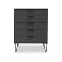 Moreno Graphite Grey 5 Drawer Chest with hairpin legs