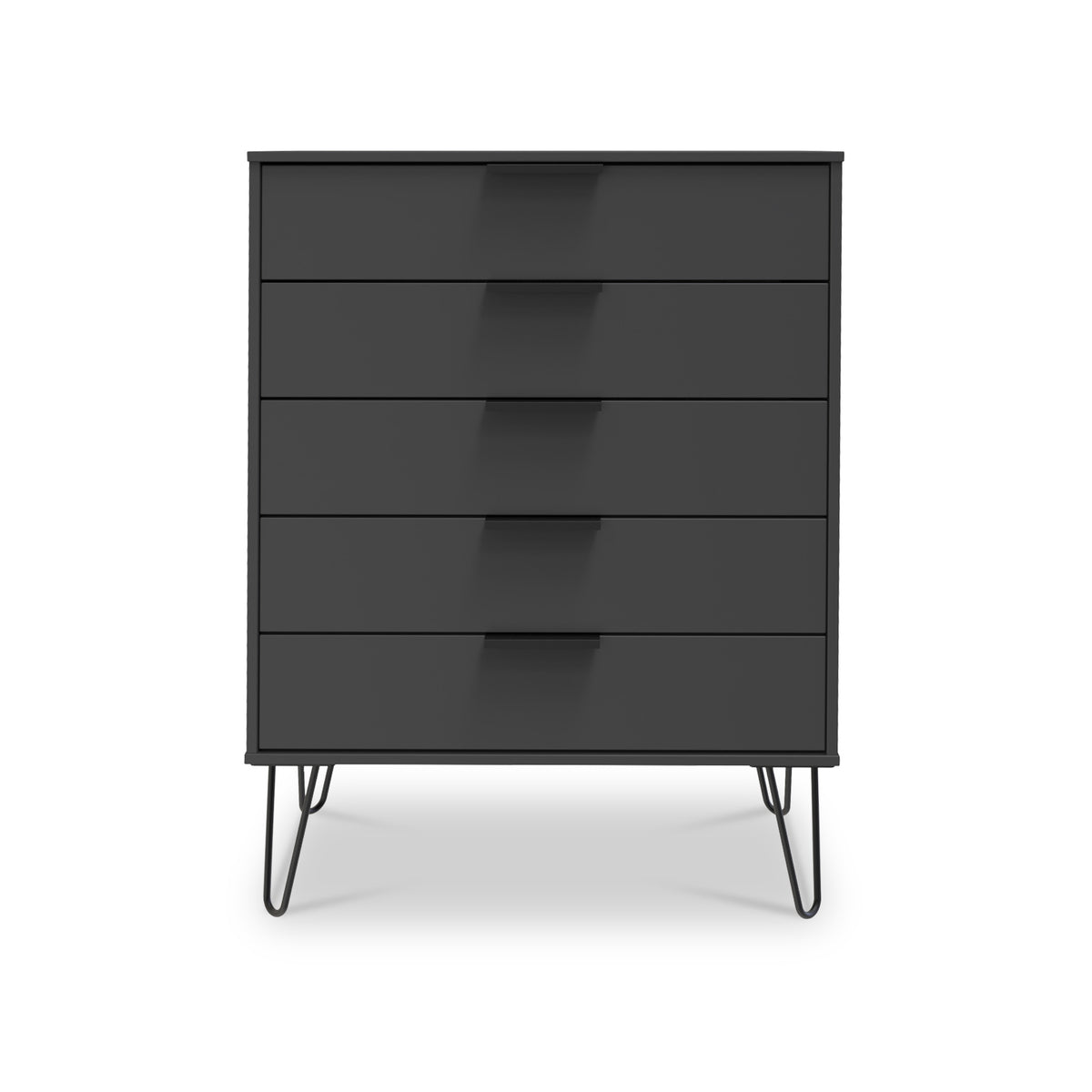 Moreno Graphite Grey 5 Drawer Chest with hairpin legs