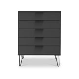 Moreno Graphite Grey 5 Drawer Chest with hairpin legs