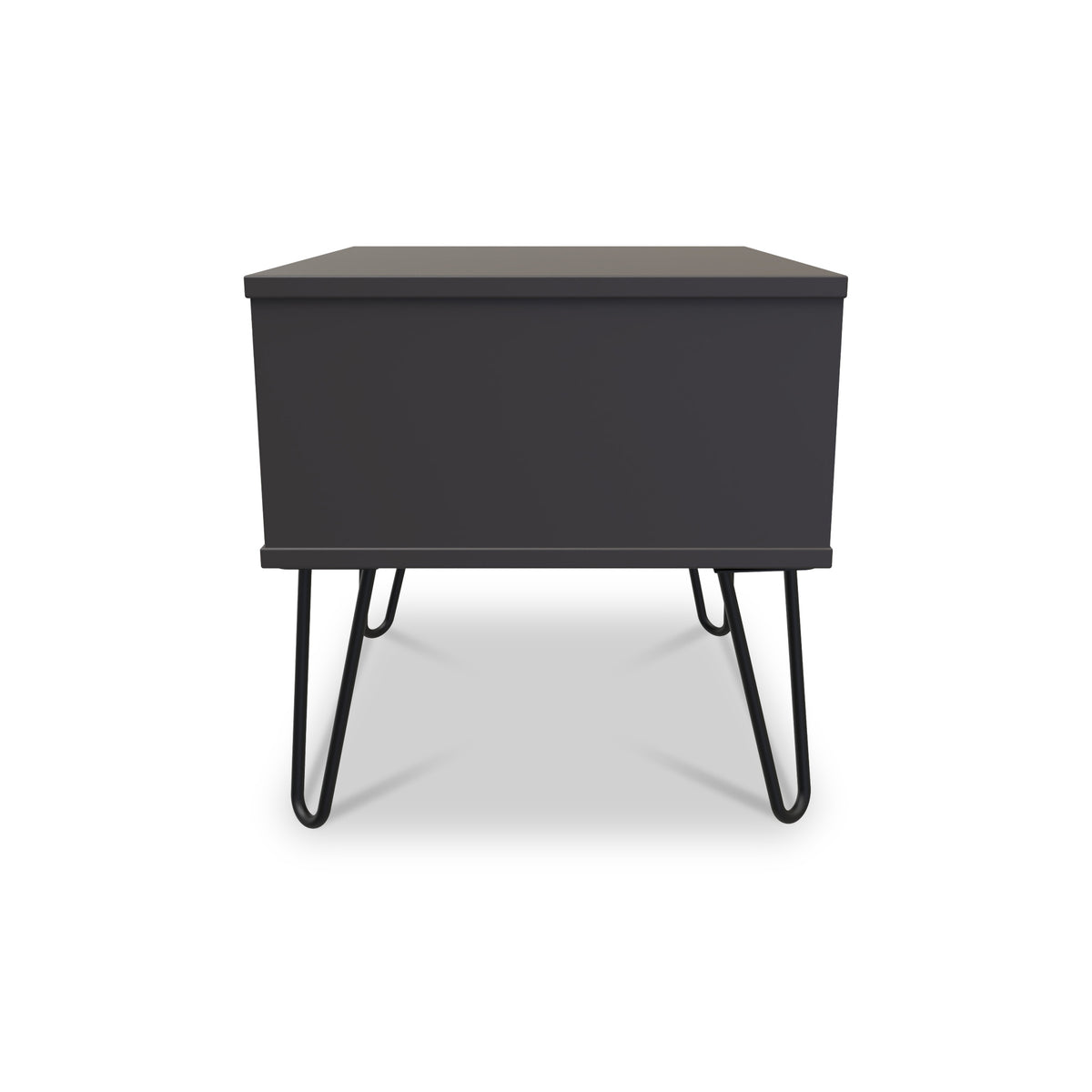 Moreno Graphite Grey 1 Drawer Sofa Side Lamp Table with Hairpin Legs from Roseland furniture