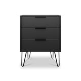Moreno Graphite Grey 3 Drawer Midi Chest of Drawers Unit with hairpin legs from Roseland Furniture