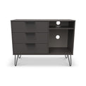 Moreno Graphite 3 Drawer TV Unit with Gold Hairpin Legs from Roseland Furniture