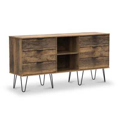 Moreno Rustic Oak 6 Drawer Sideboard