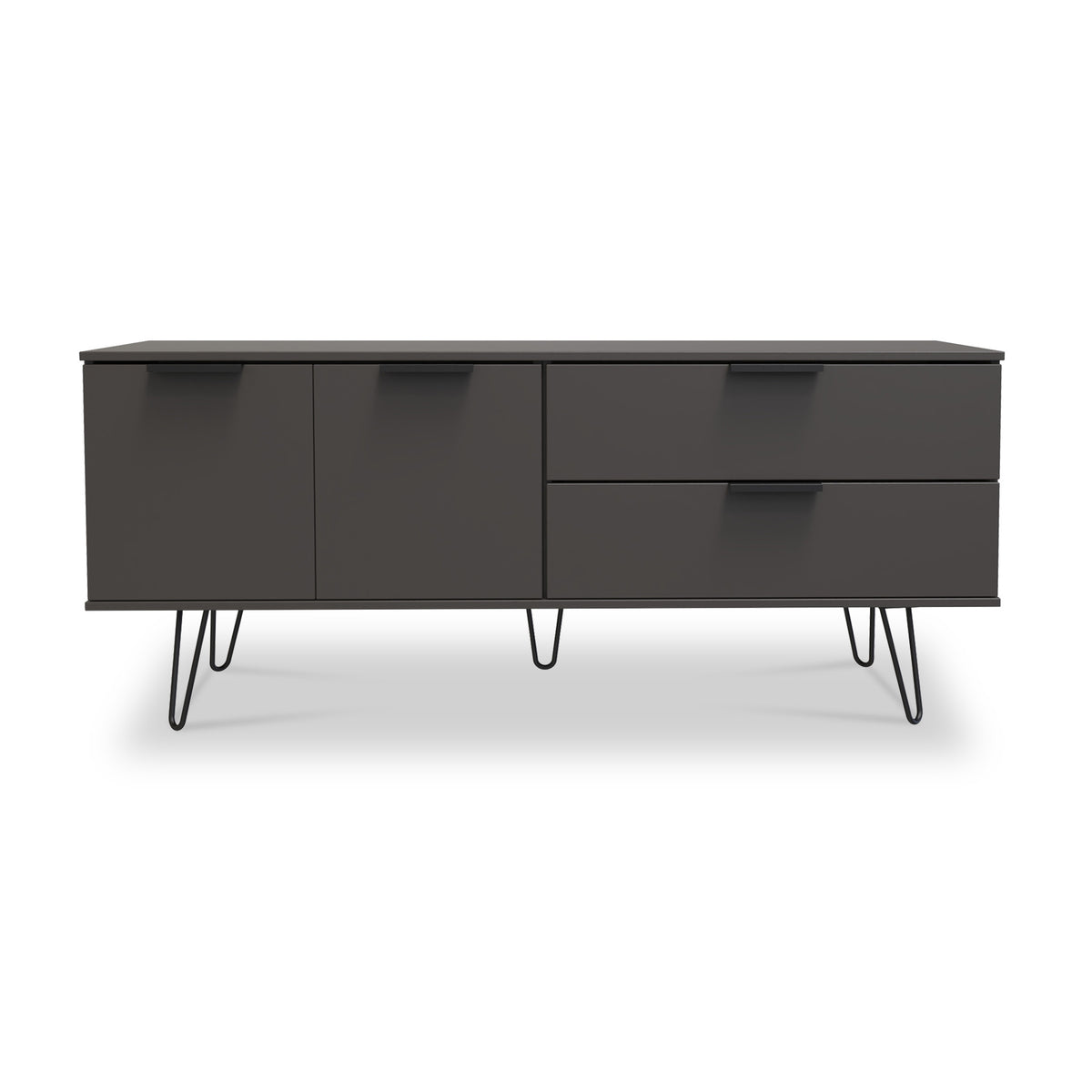 Moreno Graphite Grey 2 Door 2 Drawer Sideboard Cabinet with hairpin legs from Roseland Furniture