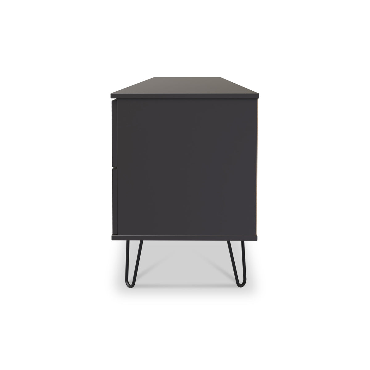Moreno Graphite Grey 2 Door 2 Drawer Sideboard Cabinet with hairpin legs from Roseland Furniture