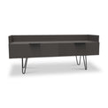 Moreno Graphite Grey 2 Drawer Media Console Unit with  hairpin legs from Roseland Furniture