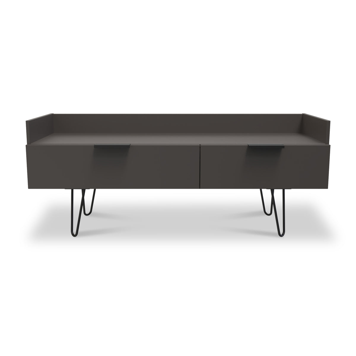 Moreno Graphite Grey 2 Drawer TV Unit Stand with  hairpin legs from Roseland Furniture