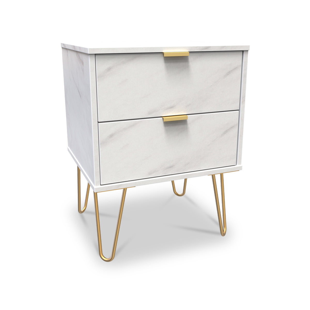 Moreno Marble 2 Drawer Bedside from Roseland Furniture